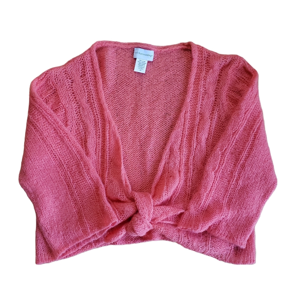 Soft Surroundings Cropped Cardigan Mohair Wool Blend 3/4 Sleeve Size L/XL